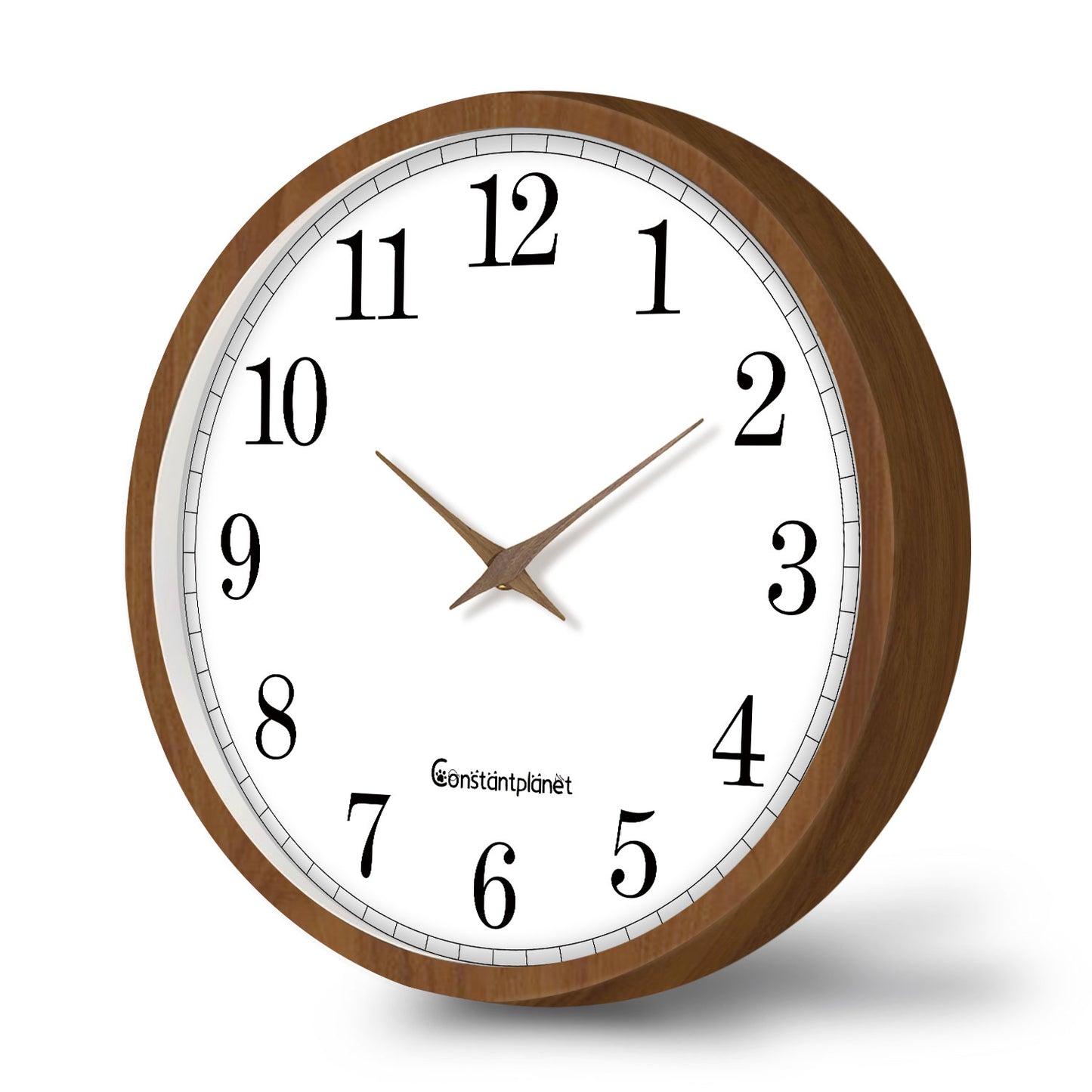 Rustic Solid Wood Wall Clock 12 Inch Silent Non-Ticking Movement Battery Operated Clock for Living Room, Bedroom, Kitchen