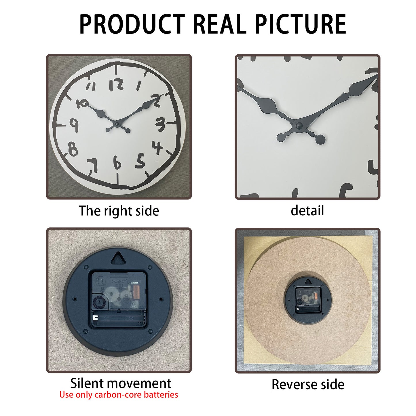 White Wall Clock Minimalist Unique Decorative Clock Ornament for Study Room Bedroom Home Office, White