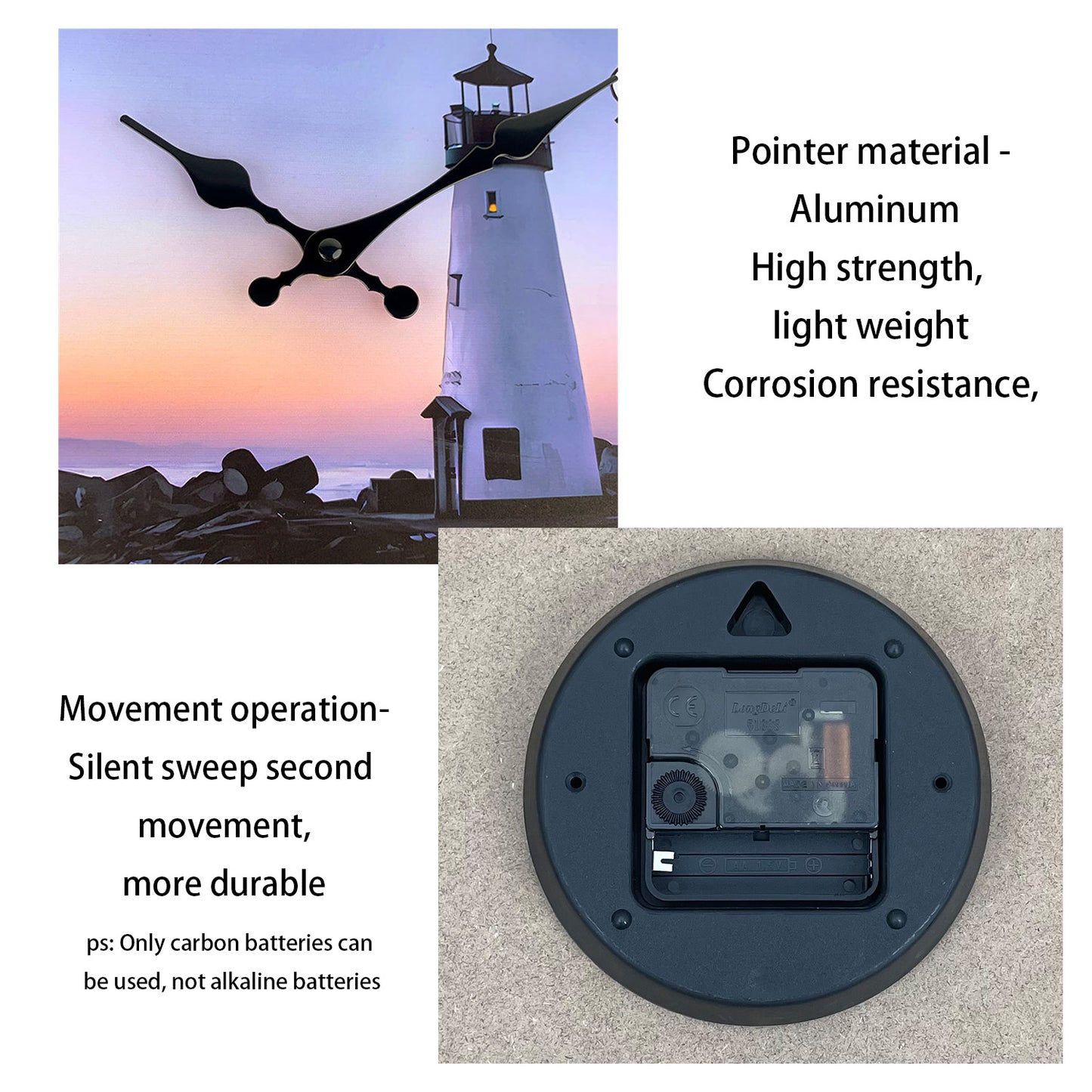 Beach Wall Clock Battery Operated 16 inch Non-ticking Coastal Clocks for Livingroom, Bedroom, Kitchen, bathroom