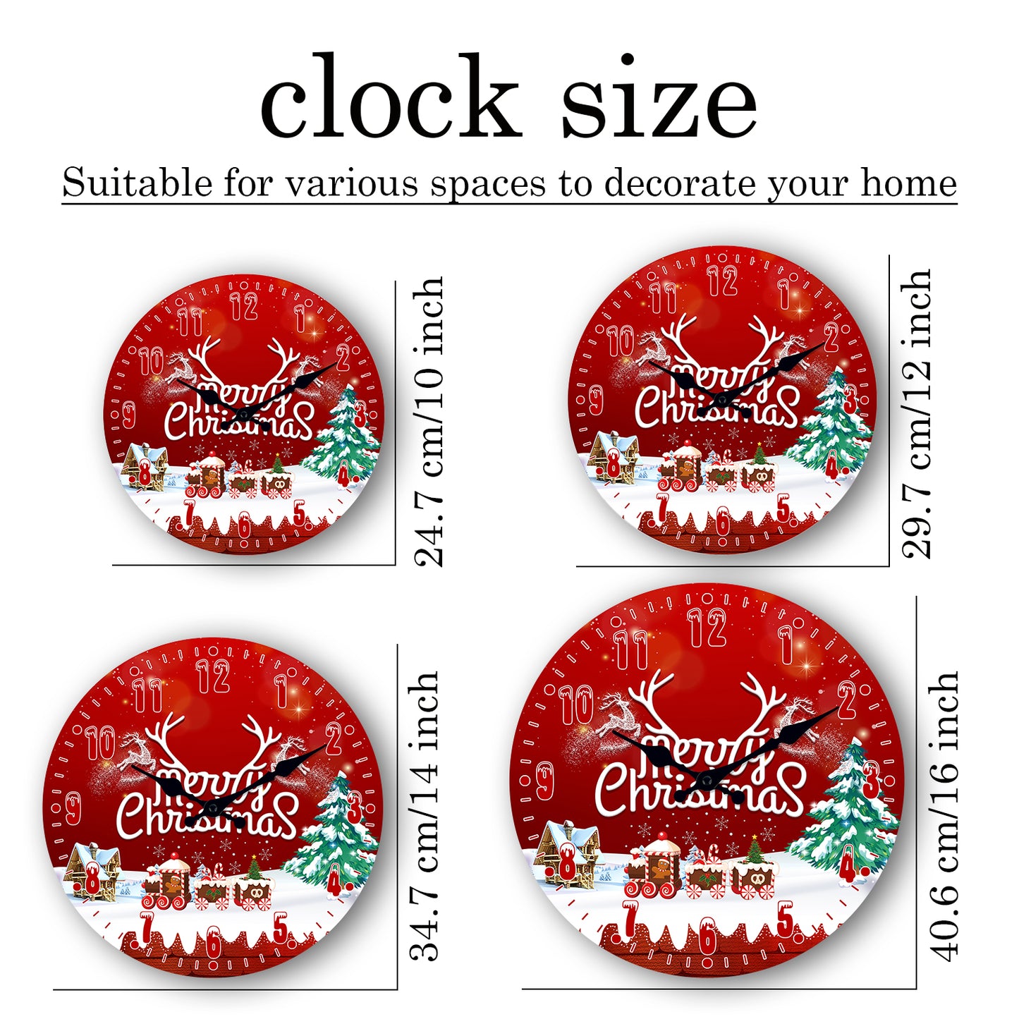 Christmas Wall Clock Christmas Gifts Silent Non-Ticking Battery Operated Christmas Decorations Indoor Home Decor Clearance