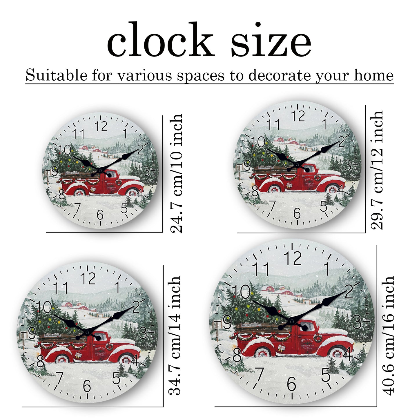 Farmhouse Christmas Wall Clock Silent Non-Ticking Battery Operated Christmas Decorations Indoor Home Decor Clearance