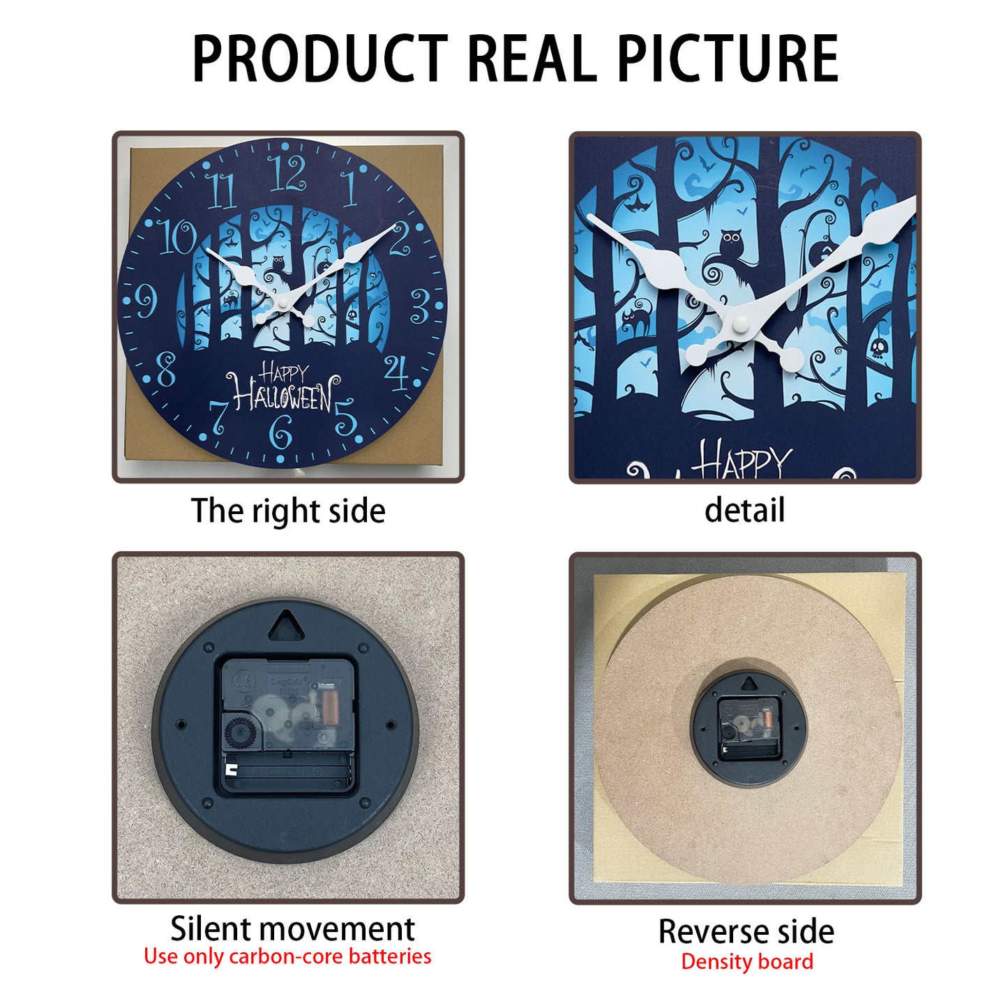 Halloween Night Wall Clock Non Ticking Decorative Nightmare Before Christmas Clock for Bedroom Kitchen Living Room School