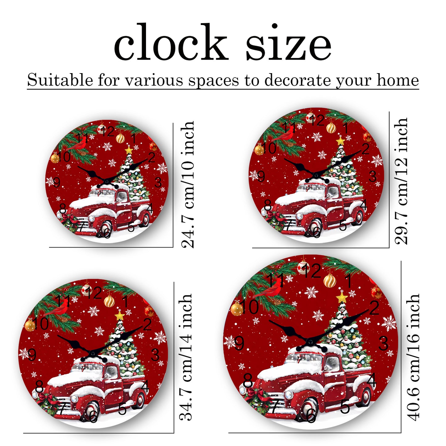 Christmas Tree Wall Clock Silent Non-Ticking Battery Operated Christmas Decorations Indoor Home Decor Clearance