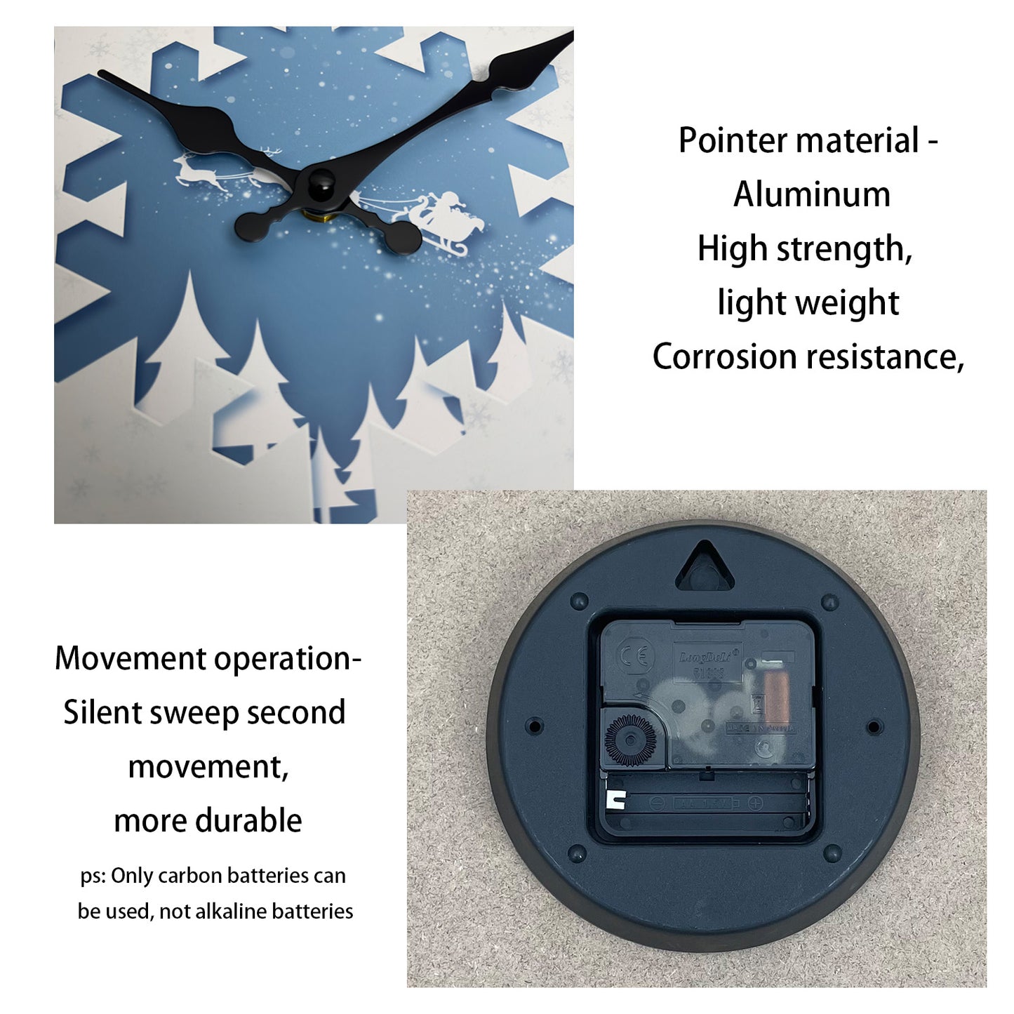 Snow Scene Reindeer Christmas Wall Clock Silent Non-Ticking Battery Operated Christmas Decorations Indoor Home Decor Clearance