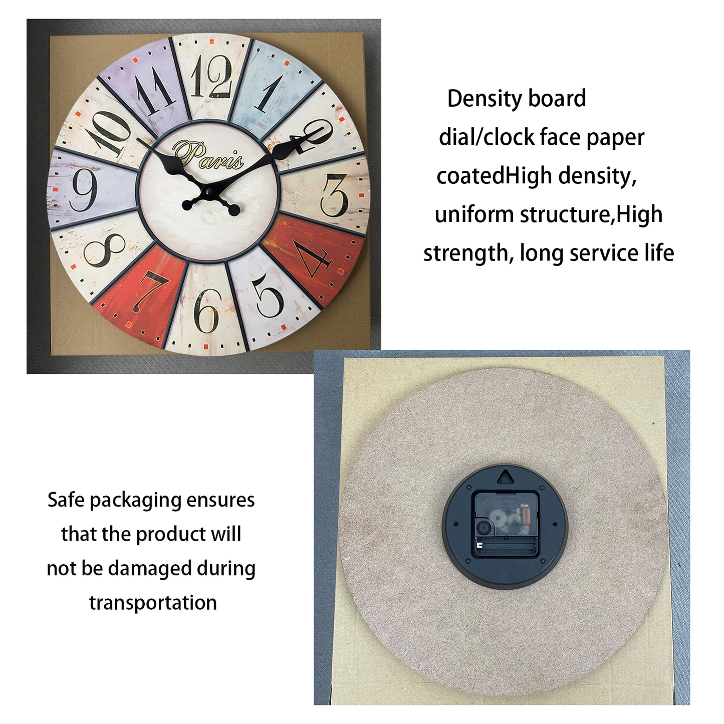 Red and Blue Contrast Simple Wall Clock Noticking Wall Decor Battery Operated