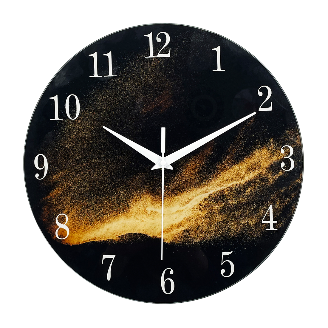 New Arrivals-Black And Gold Corresponding Rendering Design Glass Wall  Clock