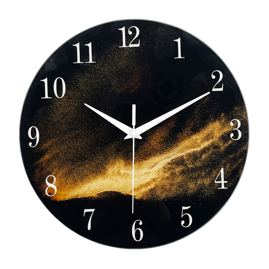 New Arrivals-Black And Gold Corresponding Rendering Design Glass Wall  Clock