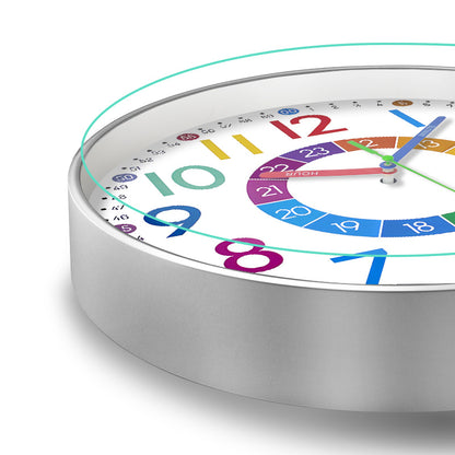 Kids Wall Clocks Battery Operated Silent Non Ticking Colorful Modern Time Teaching Wall Clock for Nursery Kids Room Classroom Decor