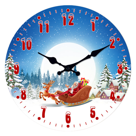 Christmas Wall Clock Christmas Decorations Santa Claus Silent Non-Ticking Battery Operated Indoor Home Decor Clearance