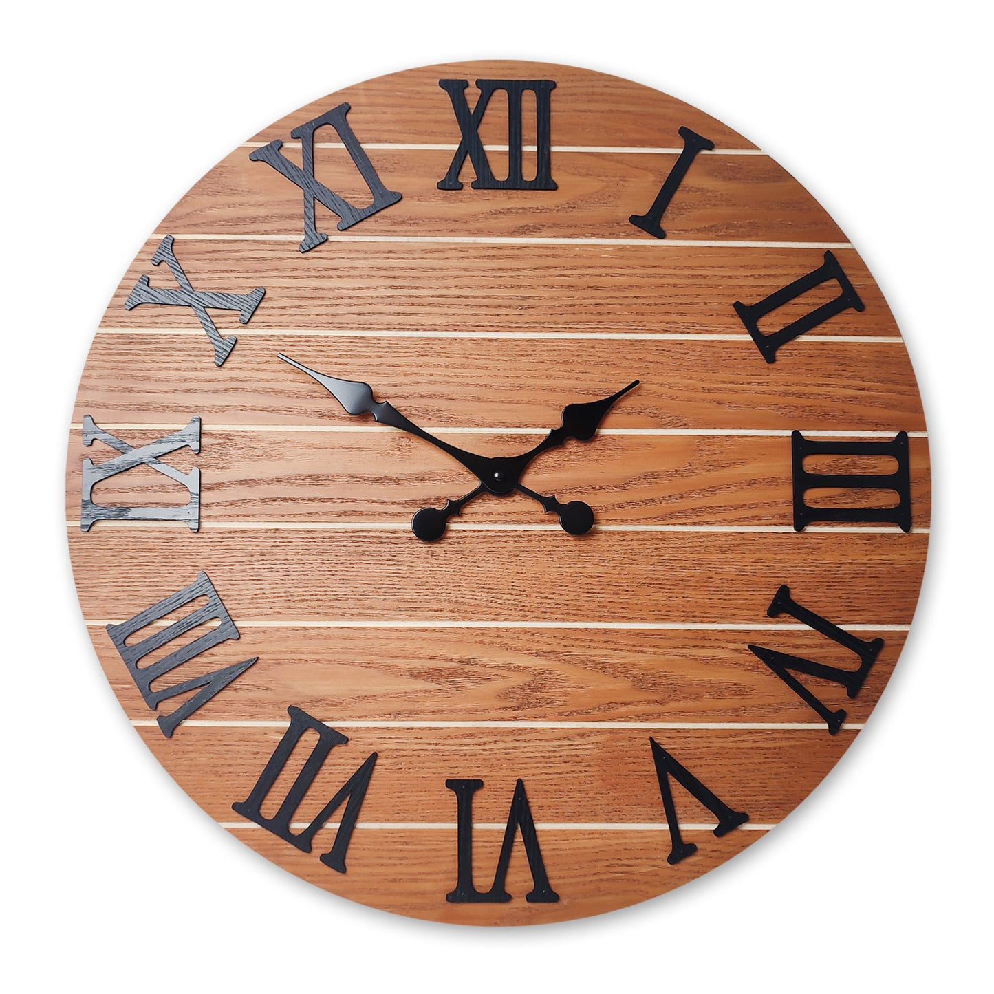 Constantplanet Wooden Wall Clock Silent Non-Ticking Movement Battery Operated Decorative Clock for Living Room, Bedroom, Kitchen