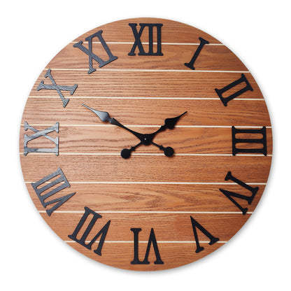 Constantplanet Wooden Wall Clock Silent Non-Ticking Movement Battery Operated Decorative Clock for Living Room, Bedroom, Kitchen