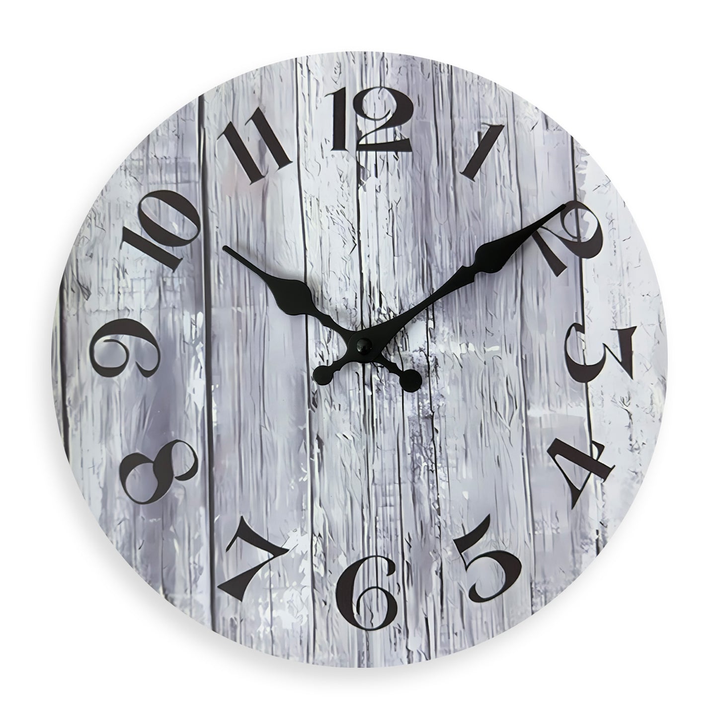 Rustic Gray Wood-Style Wall Clock Quartz Wood MDF  Wall Clock Battery Operated Non-ticking Clocks Wall
