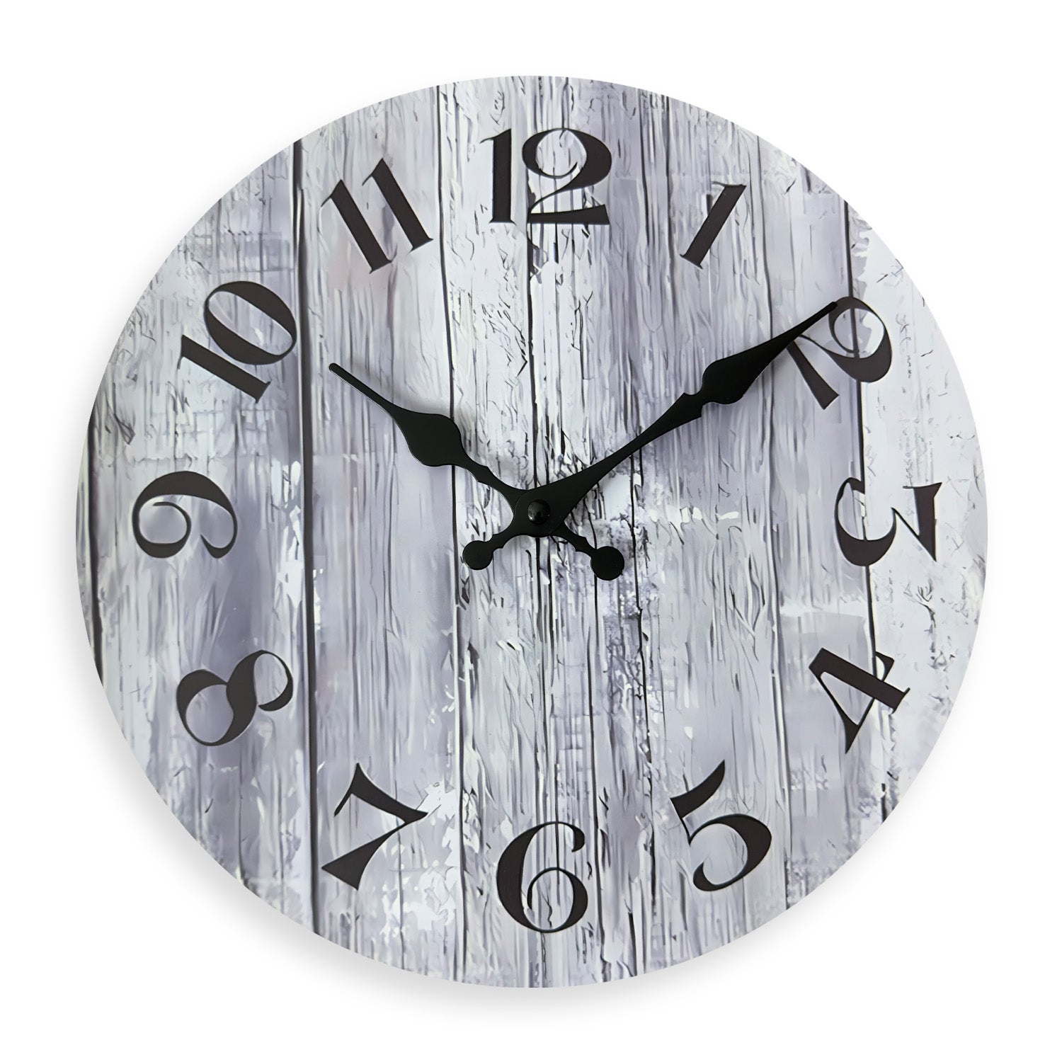 Rustic Gray Wood-Style Wall Clock Quartz Wood MDF  Wall Clock Battery Operated Non-ticking Clocks Wall