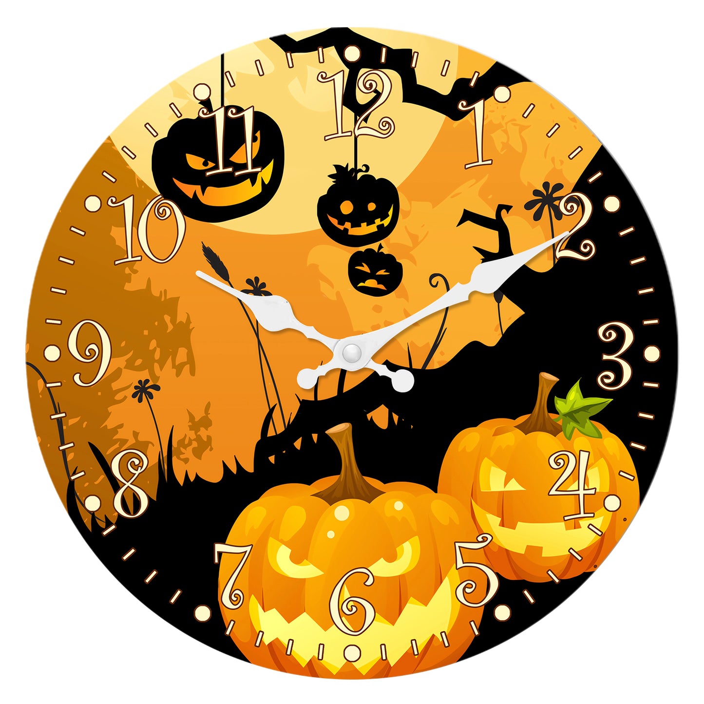 Orologio da parete per la notte di Halloween, decorazione autunnale con zucca, orologio senza ticchettio, decorativo per camera da letto, cucina, soggiorno, scuola