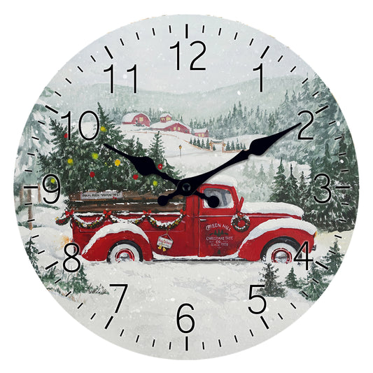 Farmhouse Christmas Wall Clock Silent Non-Ticking Battery Operated Christmas Decorations Indoor Home Decor Clearance
