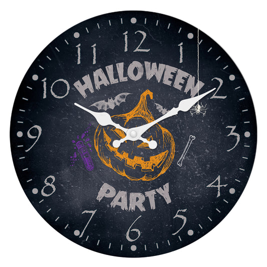 Halloween Wall Clock Pumpkin Party Decoration Clock Silent Non Ticking Battery Operated for Bedroom Kitchen Living Room School