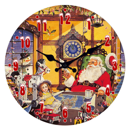 Merry Christmas Wall Clock Silent Non-Ticking Battery Operated Christmas Tree Decorations Indoor Home Decor Clearance