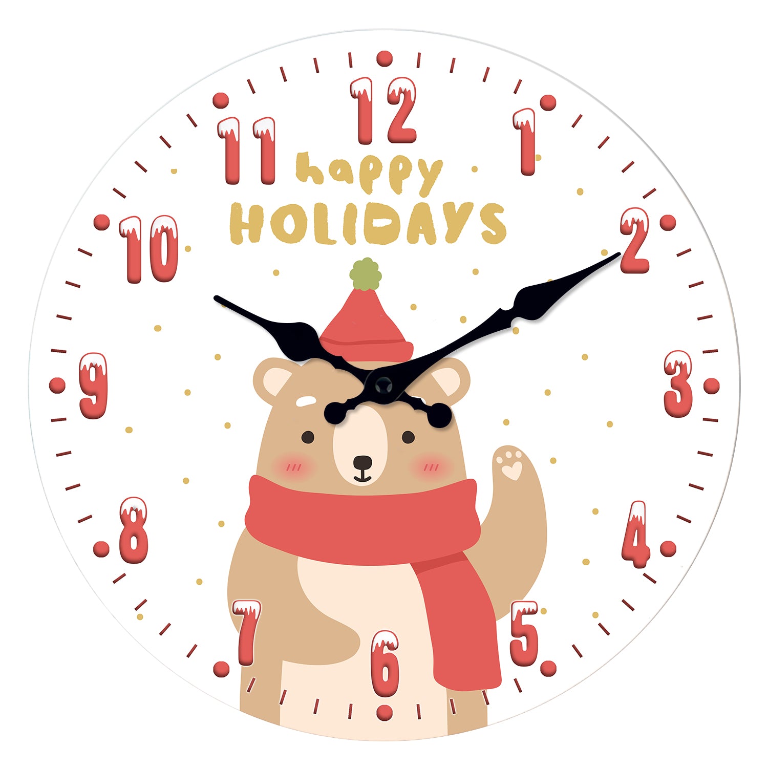 Happy Christmas Wall Clock Silent Non-Ticking Battery Operated Christmas Decorations Indoor Home Decor Clearance