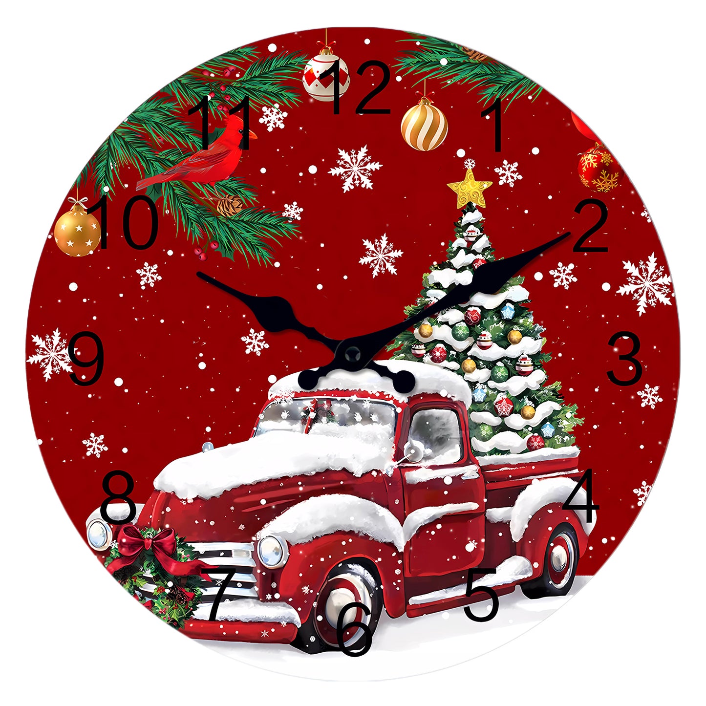 Merry Christmas Wall Clock Silent Non-Ticking Battery Operated Christmas Tree Decorations Indoor Home Decor Clearance