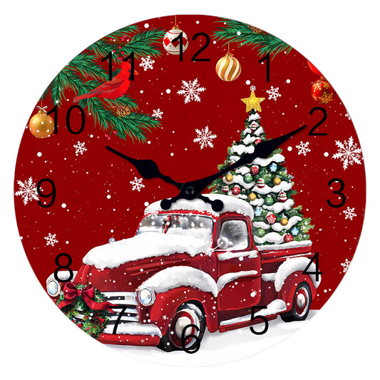 Christmas Tree Wall Clock Silent Non-Ticking Battery Operated Christmas Decorations Indoor Home Decor Clearance