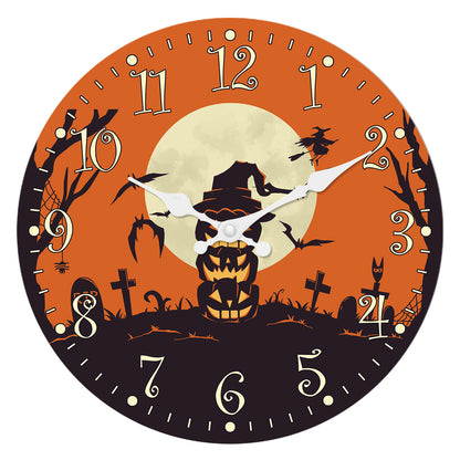 Orologio da parete per la notte di Halloween, decorazione autunnale con zucca, orologio senza ticchettio, decorativo per camera da letto, cucina, soggiorno, scuola