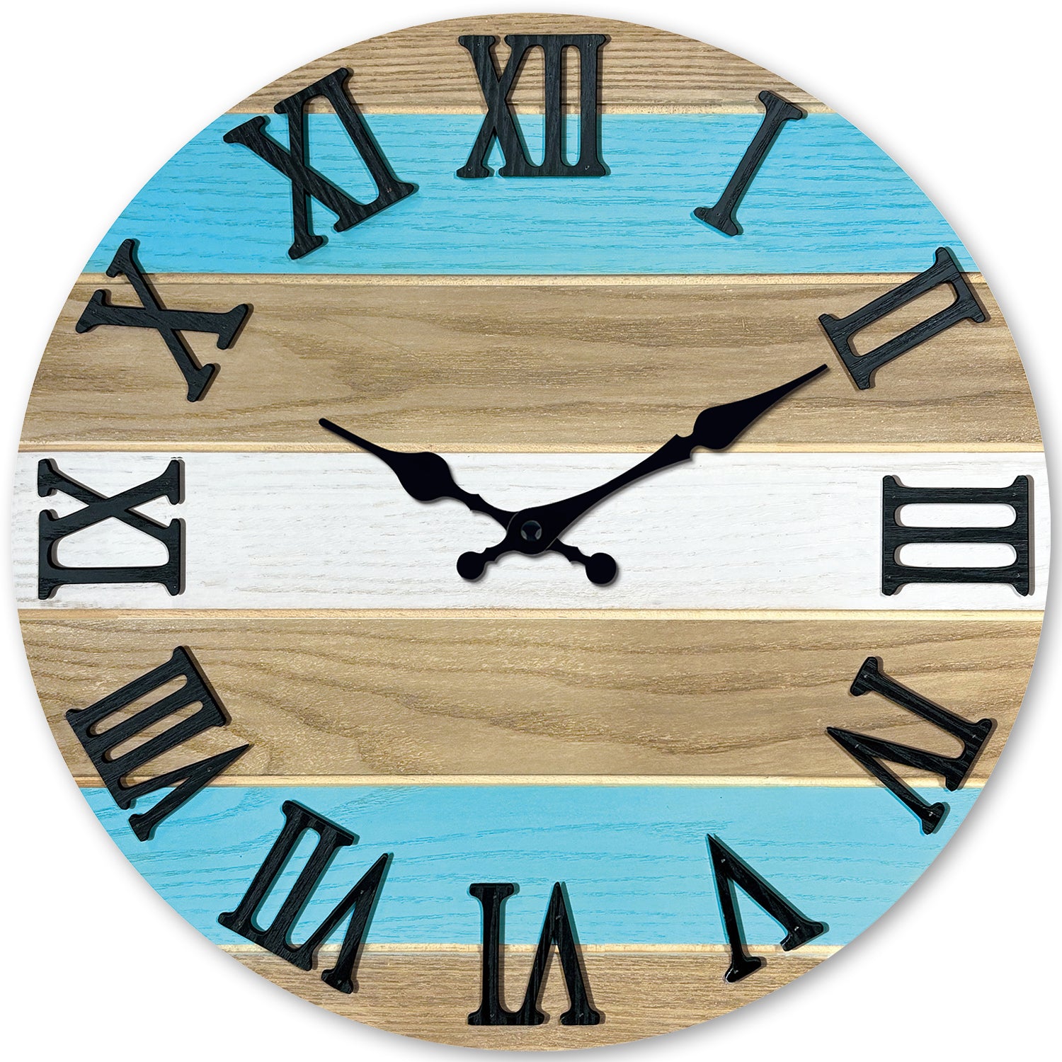 Constantplanet Wooden Wall Clock Silent Non-Ticking Movement Battery Operated Decorative Clock for Living Room, Bedroom, Kitchen