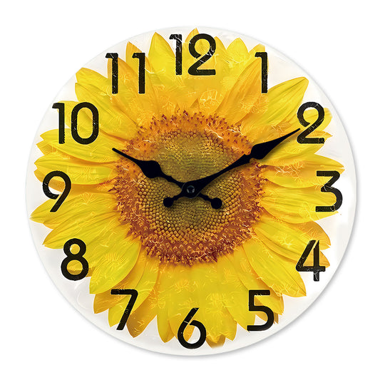 Sunflower Farmhouse Wall Clocks Battery Operated 10 Inch Silent Non Ticking Rustic Wall Clock