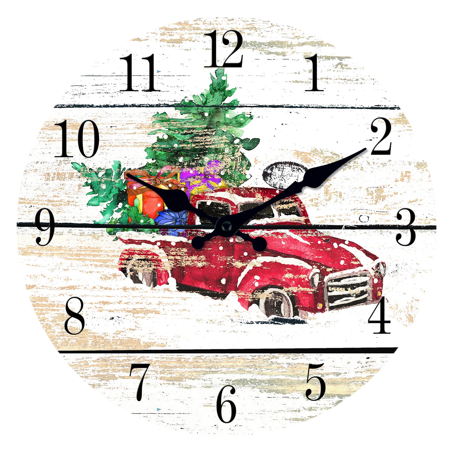 Merry Christmas Wall Clock Silent Non-Ticking Battery Operated Christmas Tree Decorations Indoor Home Decor Clearance