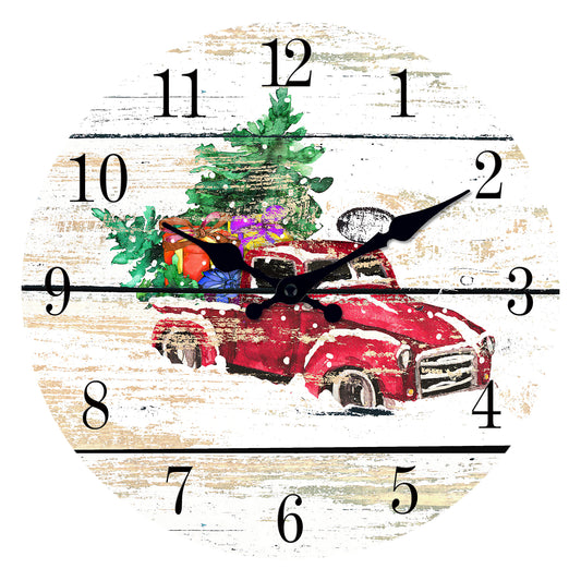 Farmhouse Christmas Wall Clock Retro style Silent Non-Ticking Battery Operated Christmas Decorations Indoor Home Decor Clearance