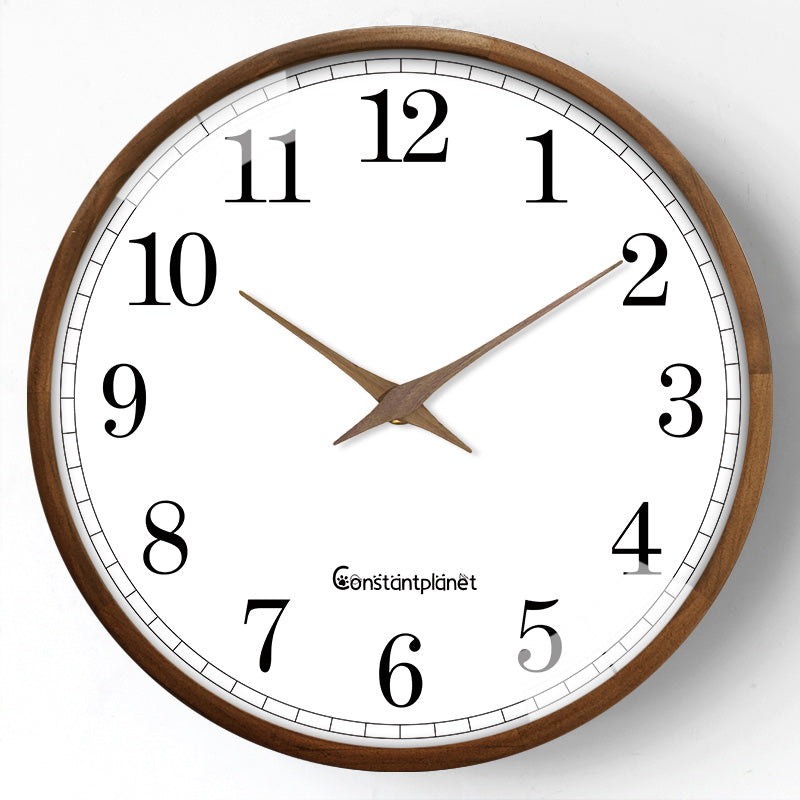 Constantplanet 12-Inch Wooden Frame Wall Clock with Retro Silent Non-Ticking Battery Operated Decorative Clock for Living Room, Bedroom, Kitchen