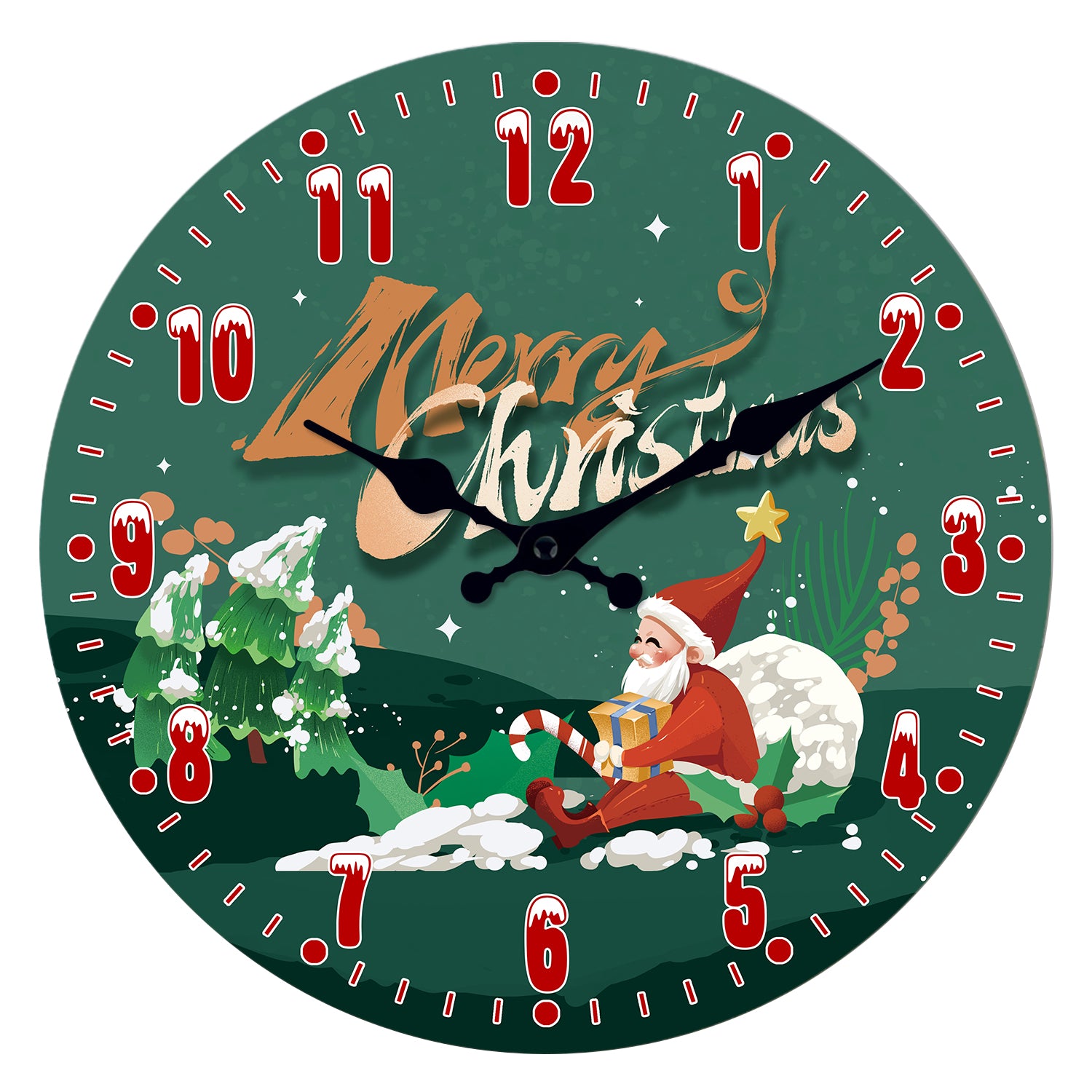 Santa Claus Christmas Decorations Wall Clock Silent Non-Ticking Battery Operated Christmas Decorations Clearance  Home Decor