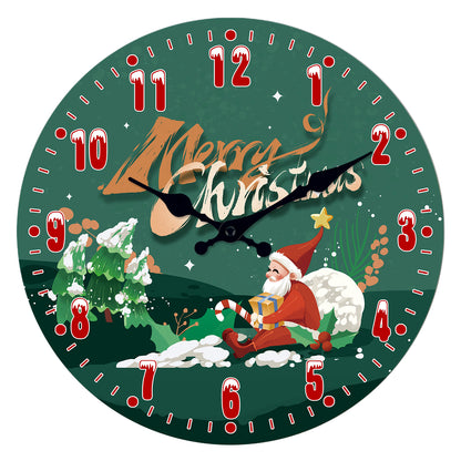 Merry Christmas Wall Clock Silent Non-Ticking Battery Operated Christmas Tree Decorations Indoor Home Decor Clearance