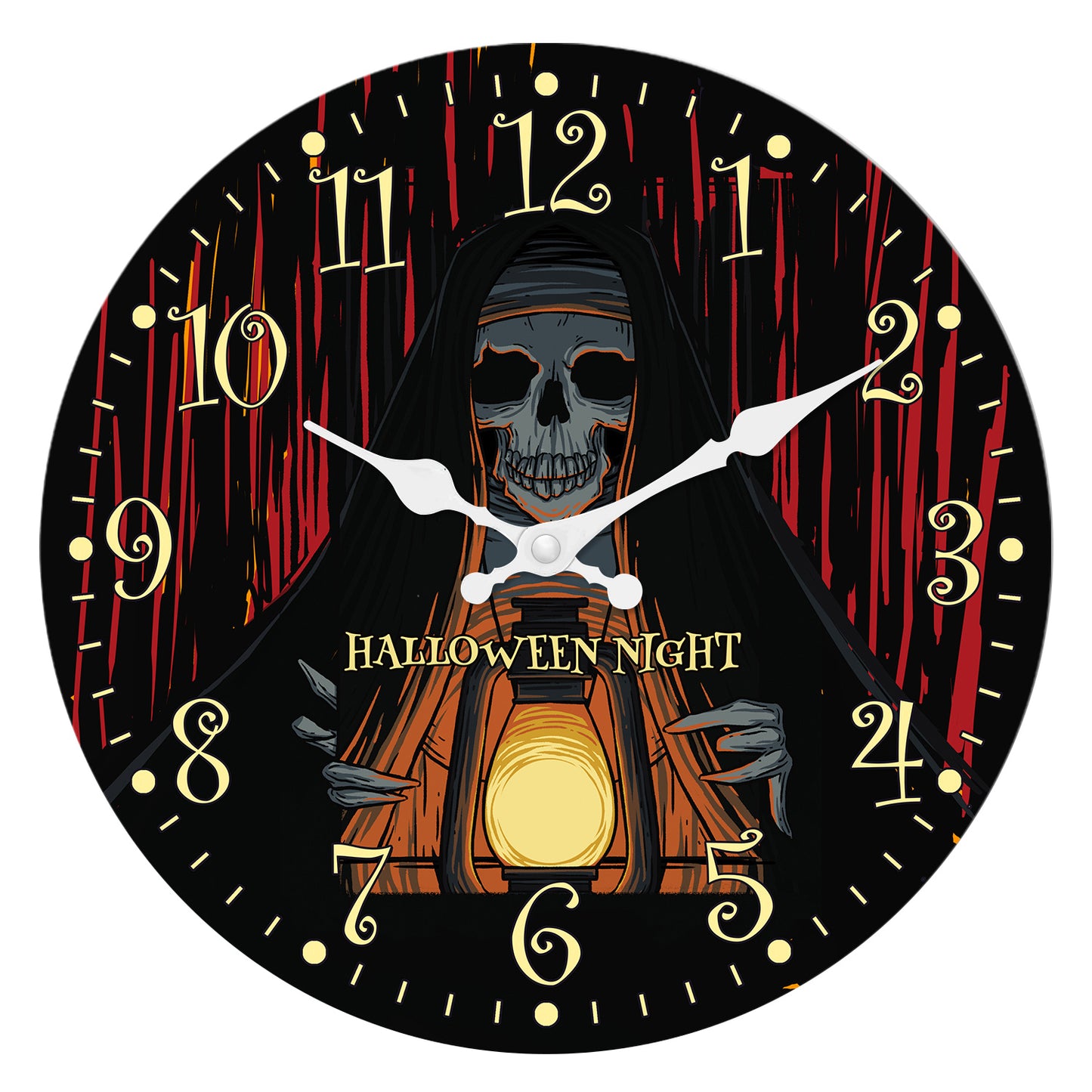 Halloween Night Wall Clock Gothic Wall Clock Non Ticking Decorative for Bedroom Kitchen Living Room School