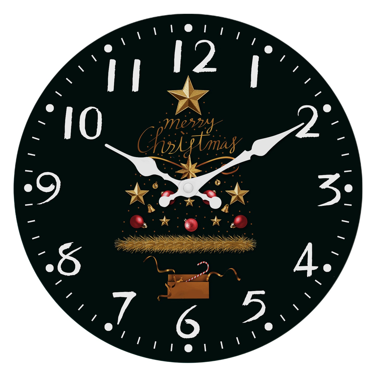 Merry Christmas Wall Clock Silent Non-Ticking Battery Operated Christmas Tree Decorations Indoor Home Decor Clearance
