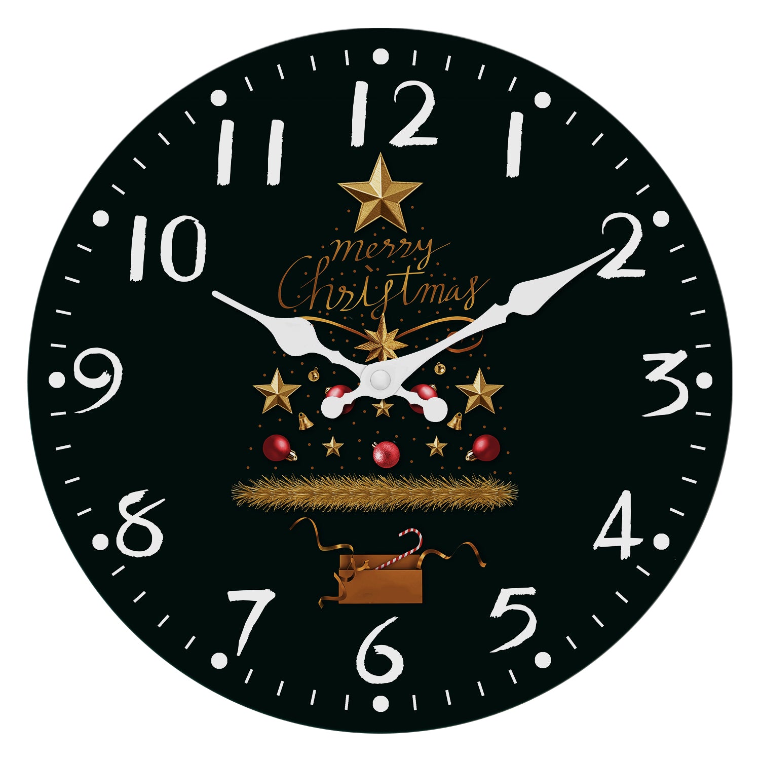 Christmas Tree Wall Clock Silent Non-Ticking Battery Operated Christmas Decorations Indoor Home Decor Clearance
