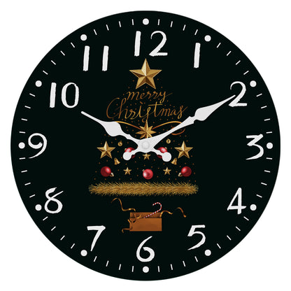 Merry Christmas Wall Clock Silent Non-Ticking Battery Operated Christmas Tree Decorations Indoor Home Decor Clearance