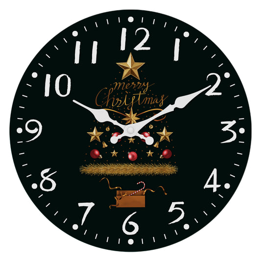Christmas Tree Wall Clock Silent Non-Ticking Battery Operated Christmas Decorations Indoor Home Decor Clearance
