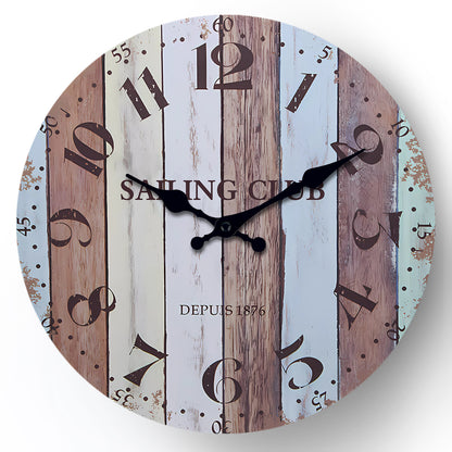 Rustic Decorative Wall Clocks 14 Inchs Battery Operated Non-ticking Farmhouse Clocks for Livingroom