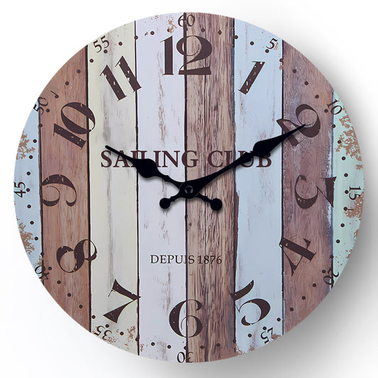 Rustic Decorative Wall Clocks 14 Inchs Battery Operated Non-ticking Farmhouse Clocks for Livingroom