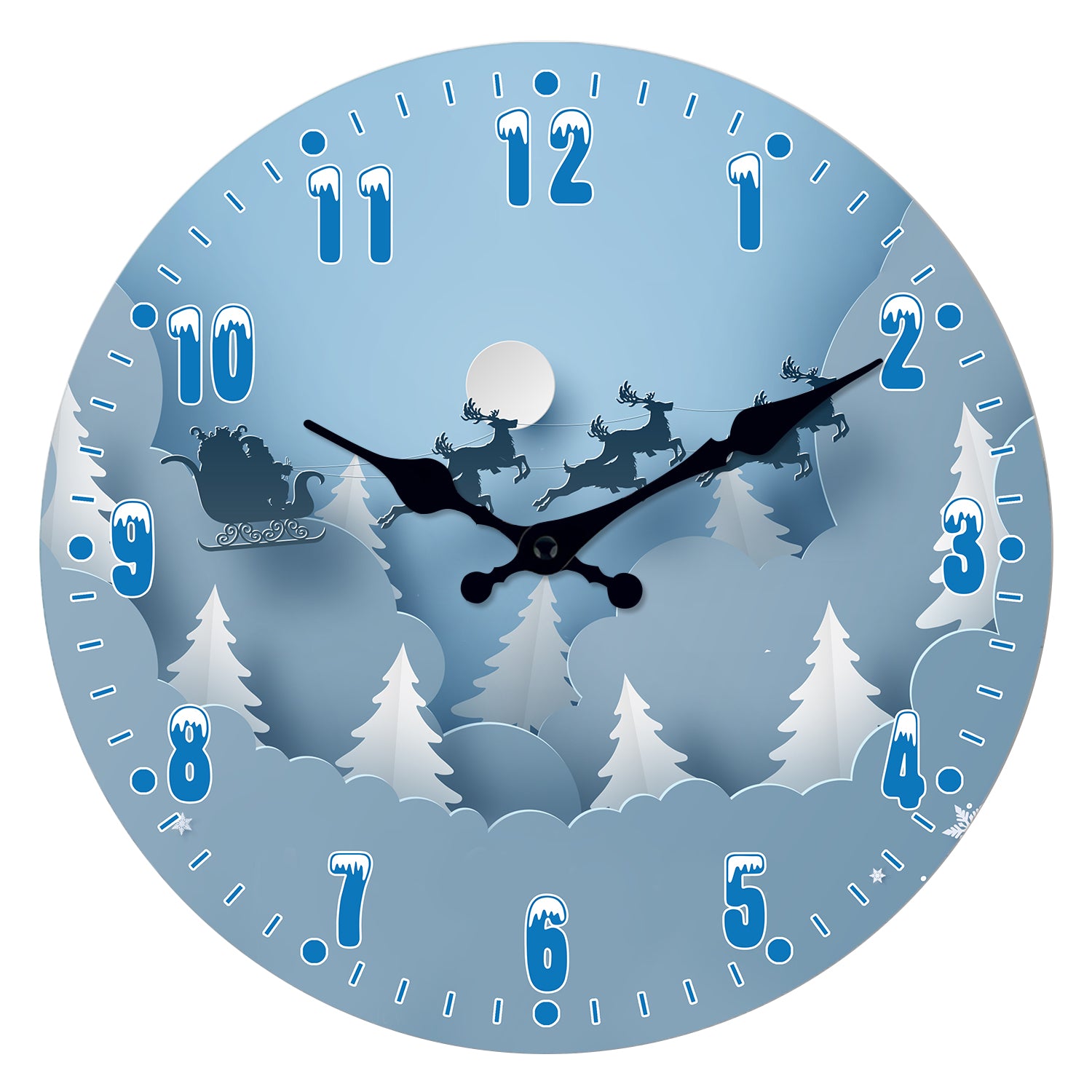 Christmas Snow Scene Reindeer Wall Clock Silent Non-Ticking Battery Operated Christmas Decorations Indoor Home Decor Clearance