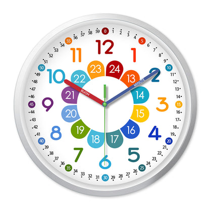 Kids Wall Clocks Battery Operated Silent Non Ticking Colorful Modern Time Teaching Wall Clock for Nursery Kids Room Classroom Decor