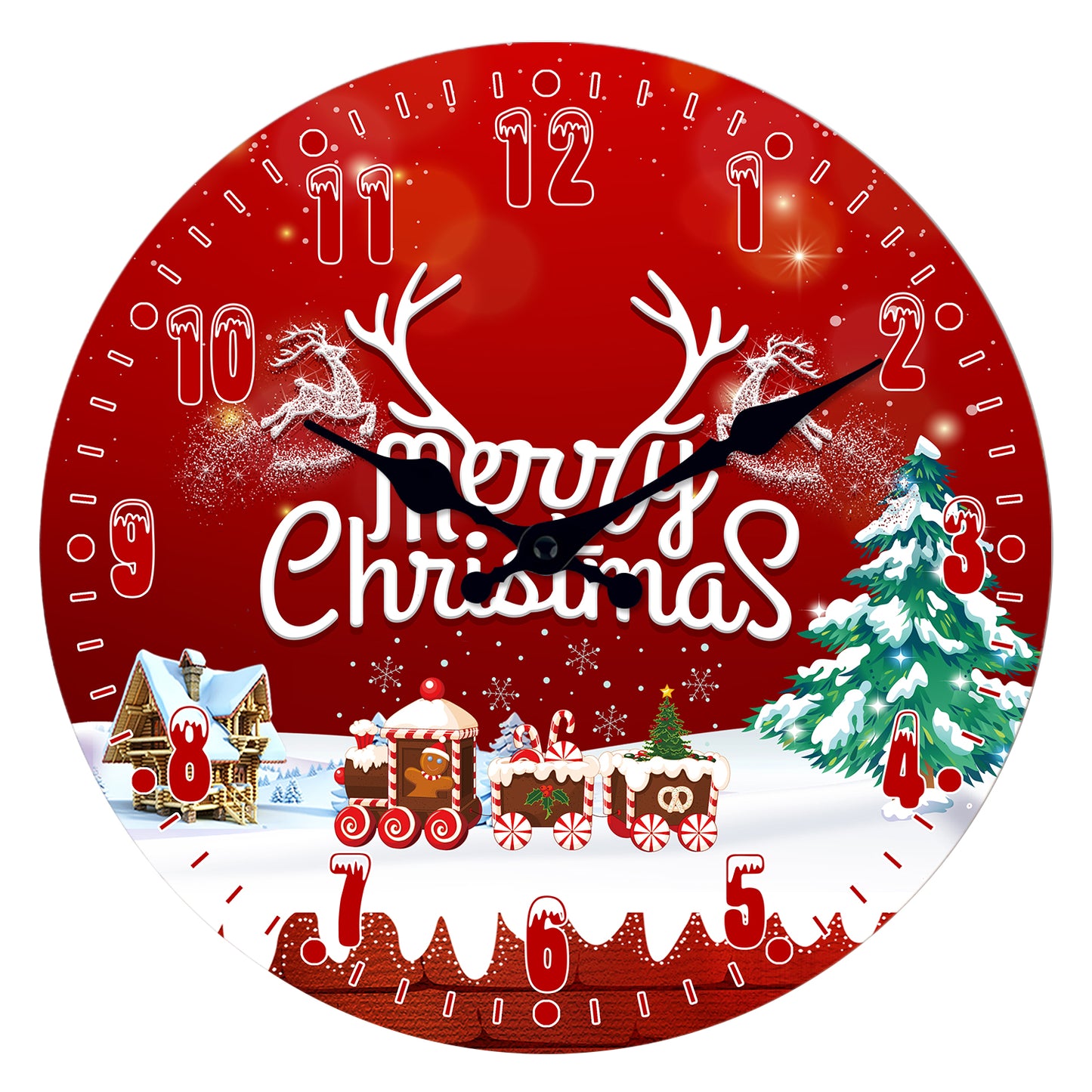 Merry Christmas Wall Clock Silent Non-Ticking Battery Operated Christmas Tree Decorations Indoor Home Decor Clearance