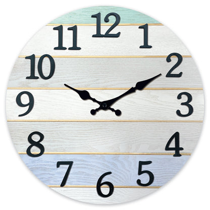 Constantplanet Wooden Wall Clock Silent Non-Ticking Movement Battery Operated Decorative Clock for Living Room, Bedroom, Kitchen