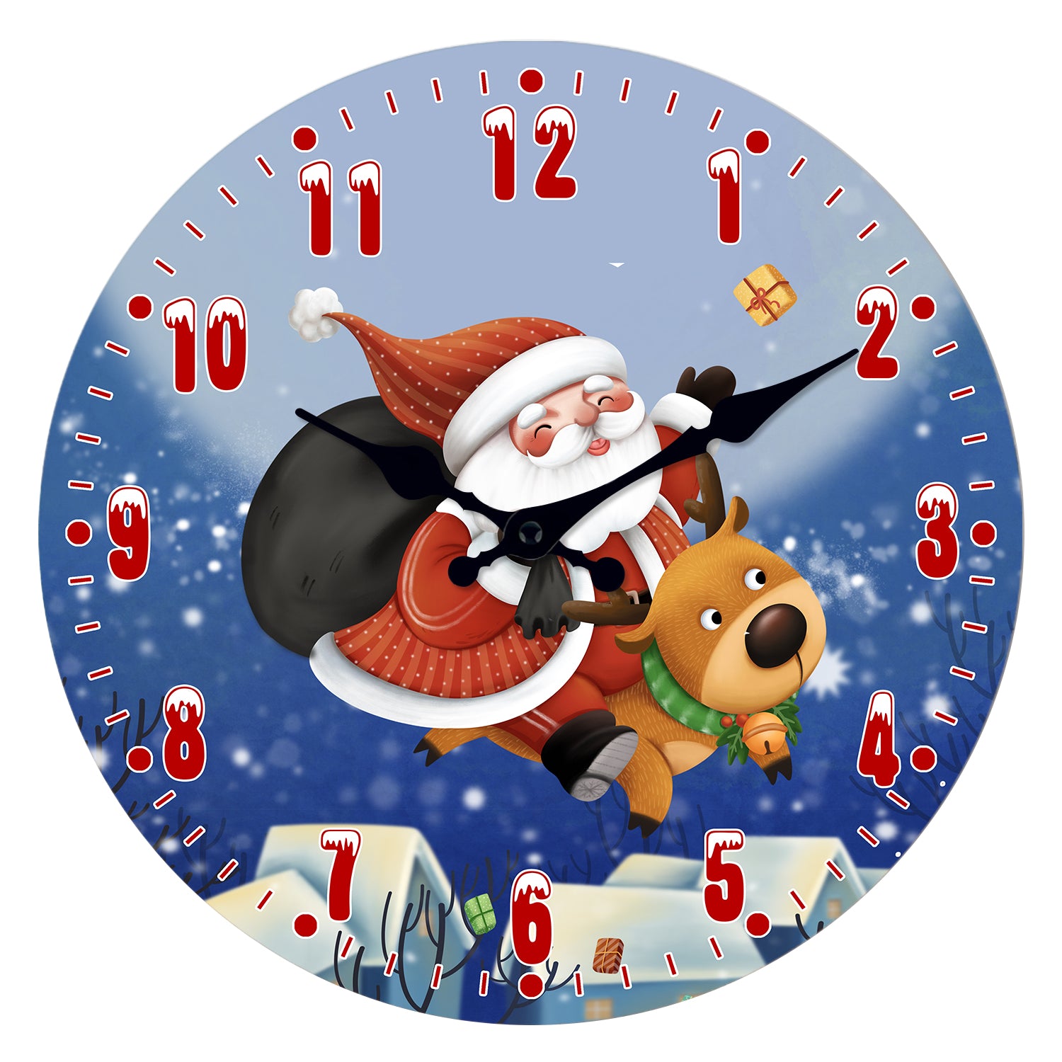 Christmas Santa Claus Wall Clock Silent Non-Ticking Battery Operated Christmas Decorations Indoor Home Decor Clearance