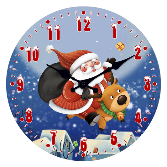 Christmas Santa Claus Wall Clock Silent Non-Ticking Battery Operated Christmas Decorations Indoor Home Decor Clearance
