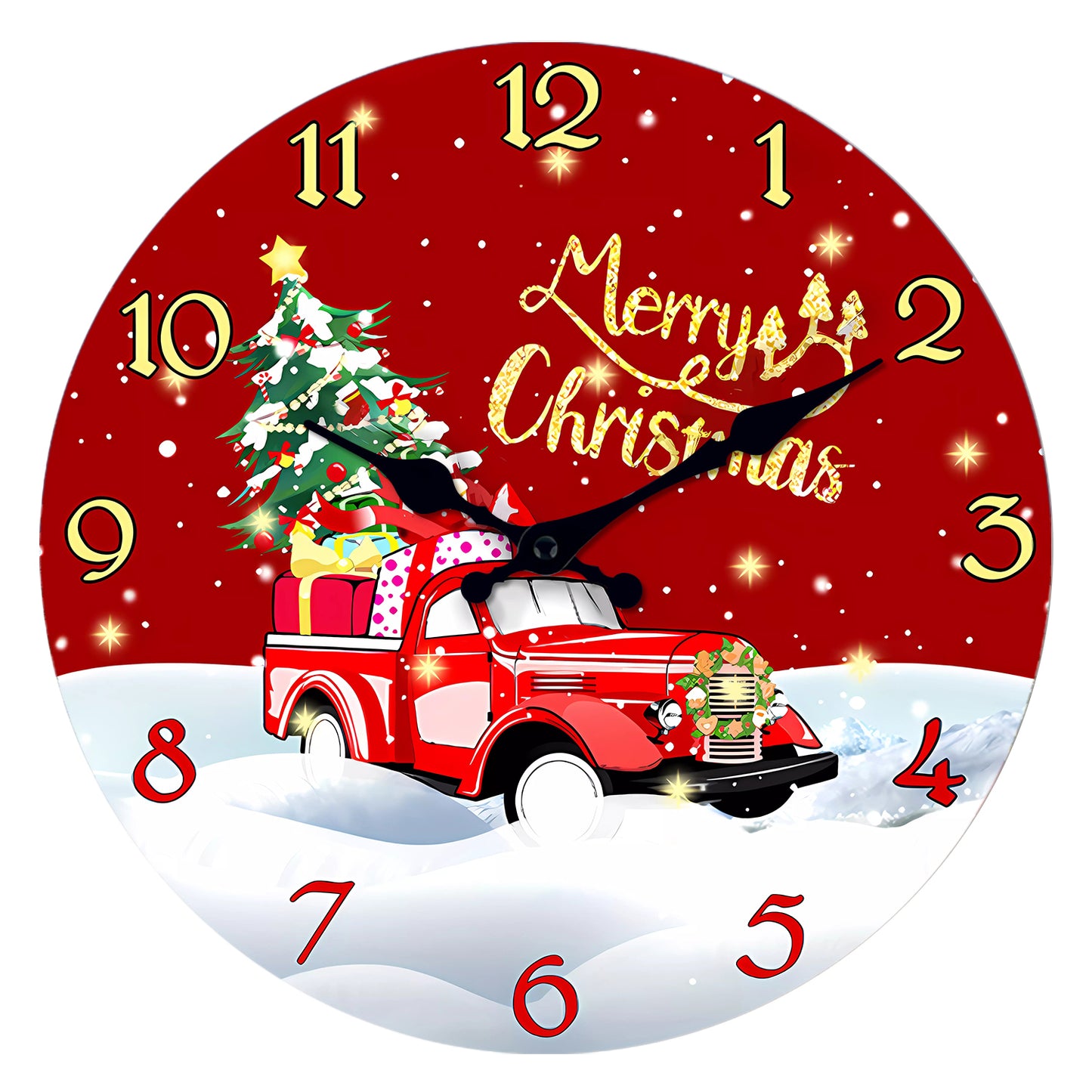 Merry Christmas Wall Clock Silent Non-Ticking Battery Operated Christmas Tree Decorations Indoor Home Decor Clearance