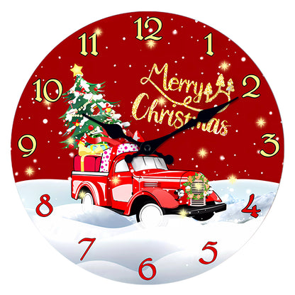 Merry Christmas Wall Clock Silent Non-Ticking Battery Operated Christmas Tree Decorations Indoor Home Decor Clearance