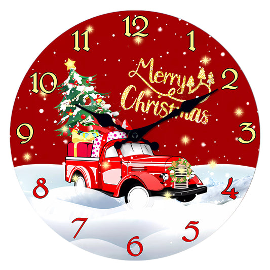 Merry Christmas Wall Clock Silent Non-Ticking Battery Operated Christmas Tree Decorations Indoor Home Decor Clearance