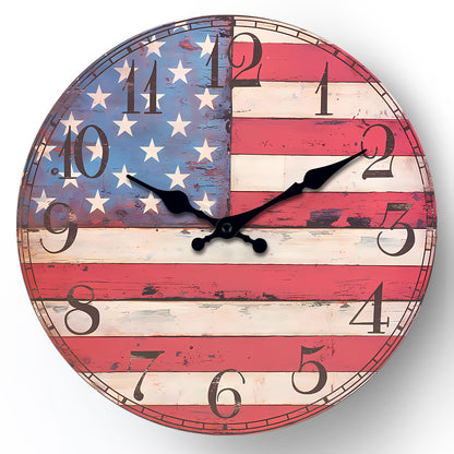 Orologio da parete con bandiere americane, 14 pollici, a batteria, senza ticchettio, grande, facile da leggere, per ufficio, aula, scuola, casa, cucina