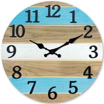 Constantplanet Wooden Wall Clock Silent Non-Ticking Movement Battery Operated Decorative Clock for Living Room, Bedroom, Kitchen